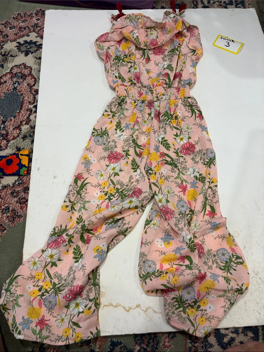 BCBGirls Pink Floral Tie-Shoulder Wide-Leg Jumpsuit